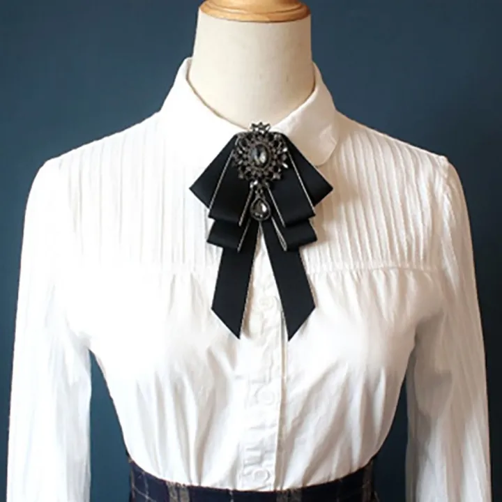 Fashion%20Polyester%20Ribbon%20Bowknot%20Brooch%20Pin%20Black%20Vintage%20Collar%20Pretied%20Necktie%20Clip%20Crystal%20Rhinestones%20Jewelry%20Bowtie%20Women%20-%20Image%204