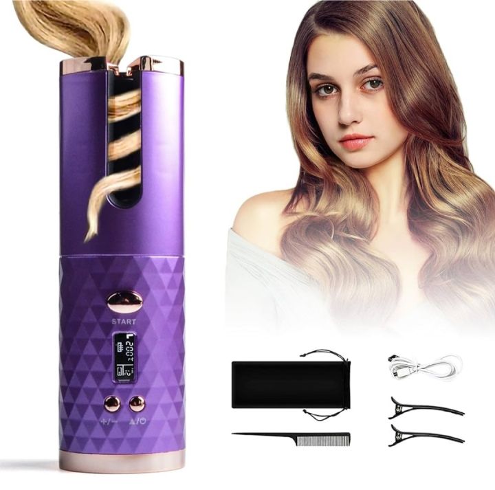 Curling Machine Portable Wireless Automatic Hair Curler USB Rechargeable With LCD Thermostat Electric Hair Curler