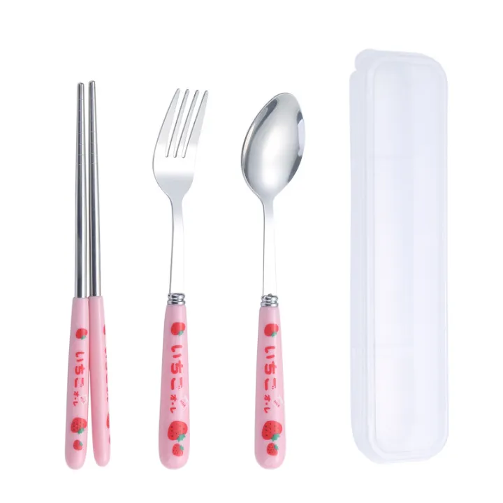 Tableware%20Ceramic%20Cute%20Set%20Stainless%20Steel%20Cutlery%20Portable%20Tableware%20Cartoon%20Chopsticks%20Spoon%20Fork%20Handle%20Students%20-%20Image%202