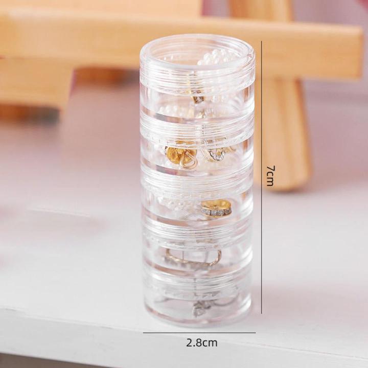 Transparent Round 5 Layer Jewelry Organizer Small Box Storage Gifts 2.8*7/3.5*8cm