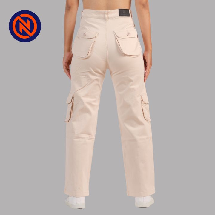 Nepster%20Cream%20High%20Rise%20Premium%20Straight%20Cotton%20Cargo%20Box%20Pants%20For%20Women%20-%20Image%204