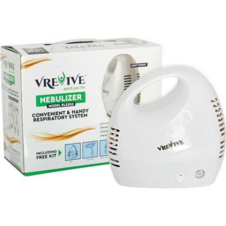 V Revive Adjustable Handy Nebulizer Inhaler Vaporizer Home Atomizer Steaming Machine Kit for Child & Adults Nebulizer (White)