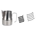 EITGZWAS 1x 350Ml Stainless Steel Milk Frothing Pitcher Jug Espresso Coffee Milk Mugs & 10Pcs 2 Styles Coffee Machine Brush. 