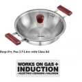 Hawkins Stainless Steel Tri-Ply Deep Fry Pan With Glass Lid And Induction Base 26 Cm. 