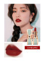 Hengfang sparkling star diamond bow lipstick lip gloss set boxed affordable brand student bean paste ox blood color 9402. 