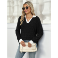 Women's V Neck Sweaters Black XXL. 