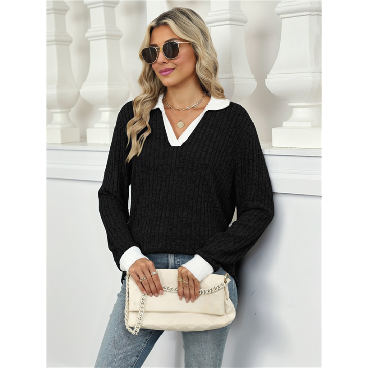 Women's%20V%20Neck%20Sweaters%20Black%20XXL%20-%20Image%205