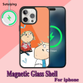 Sutuiying CHARLIE AND LOLA Phone Case For iPhone Charging 13 14 Portable 15 11 12 Pro Max Plus Glass Magsafe Magnetic Shell. 