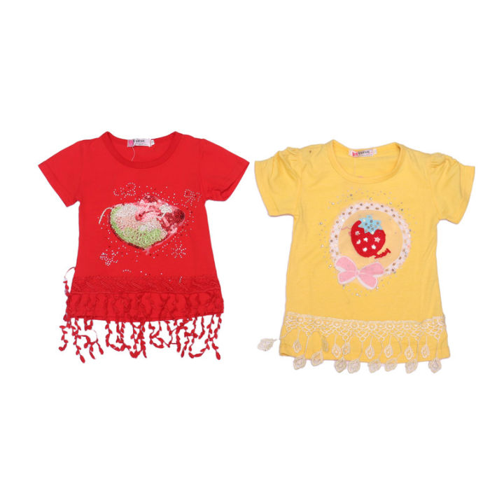 Red/Yellow Color Fashion T-shirt Set Of 2 For Baby Girl