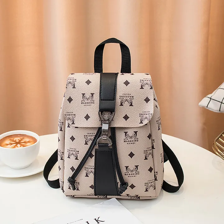 Korean%20Style%20Leather%20Trendy%20Fashion%20Bag%20For%20Women%20Backpack%20Shoulder%20Sling%20Bag%20Printed%20Buckle%20Drawstring%20Small%20Backpack%20Eshylala%20-%20Image%202