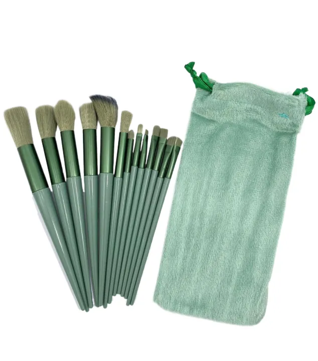Beautiful%2013%20Pieces%20Makeup%20Brush%20Set%20In%20Green%20Color%20-%20Image%202