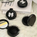Sutuiying Cute Folding Massage Comb With Makeup Mirror Travel Portable Plastic Original Airbag Small Comb Hair Brush Bow Tie Air Cushion Comb. 