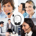 Wiresto Call Center Headset Over the Ear Headphone Stereo Headset Noise Cancelling Headphone PU Leather Earmuff with 360?Rotation Microphone for Computer Phones Desktop Boxes. 