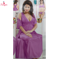 Fancyra Women 6 Pieces Set Purple Satin Nightwear Set with Gown Top Pants & Lingerie. 