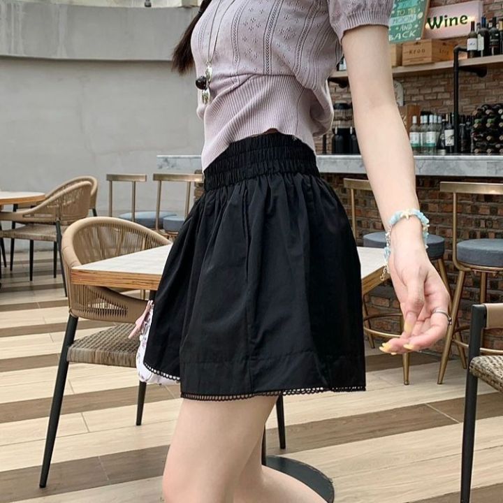 Elastic%20Waist%20Lace%20Shorts%20for%20Women%20Summer%20New%20High%20Waist%20Slimming%20Wide%20Leg%20Pants%20Korean%20Style%20Casual%20Skirt%20Pants%20-%20Image%205