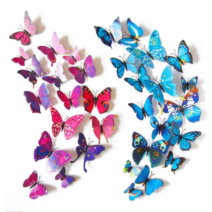 20 Pcs 3D Butterfly Wall Stickers Crafts Butterflies(Colour May Vary)