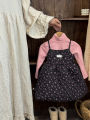 Autumn and winter new children's clothing, Korean version of girls' floral padded dress, children's thickened princess dress, slip cotton skirt. 