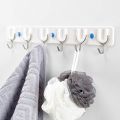 Self Adhesive 6 Hook Wall Hanger | Multipurpose Wall Mounted Self Adhesive Plastic Wall Hanger With Metal Hooks. 