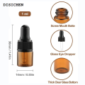 DISICHEN Portable 1/15Pcs Round Amber Glass Dropping Bottles Mini Brown 1ml Empty Sample Dropper Bottles Essential Oils. 