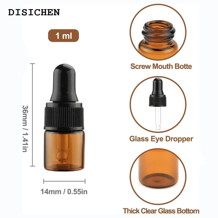 DISICHEN%20Portable%201/15Pcs%20Round%20Amber%20Glass%20Dropping%20Bottles%20Mini%20Brown%201ml%20Empty%20Sample%20Dropper%20Bottles%20Essential%20Oils%20-%20Image%206