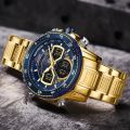 NAVIFORCE NF9189 Stainless Steel Dual Movement Digital Analog Dark Night Display Quartz Watch For Men. 