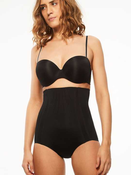 Women's High Waist Panties Tummy Control Underwear No Muffin Top Ladies Compression Panties - Black