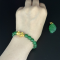 Blessed Nine Tailed Fox Original Jade Stone With Pixiu Piyao Lucky Charm Bracelet Attract Money Wealth Fortune and Love Cleansed. 