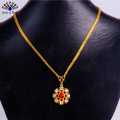 Gold Plated Traditional Flower Designed Stones Studded Chain Pendant for Women. 