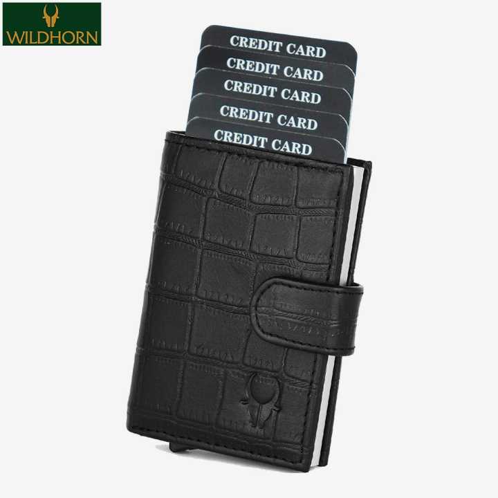 WildHorn%20Nepal%20RFID%20Protected%20100%25%20Genuine%20Leather%20Unisex%20Cardholder%20(CRD%20001%20Black%20Croco)%20-%20Image%207