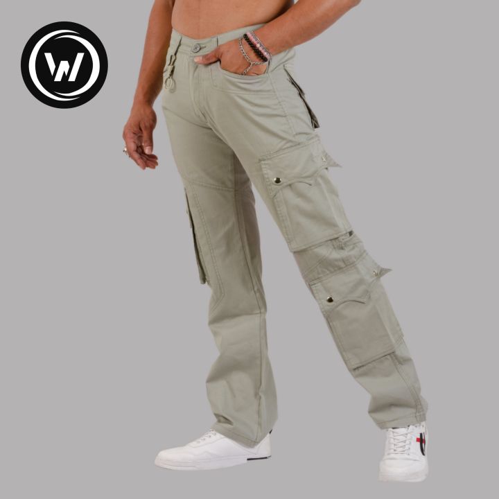 Wraon Mint Green Stretchable Premium Cotton Chichi Cargo Box Pant For Men - Fashion | Cargo Pants For Men | Men's Wear |