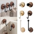 Northern Europe Wood Wall Mount Hook Self-adhesive Black White Wall-mounted Storage Hook Waterproof No Drill Towel Rack Ornament. 