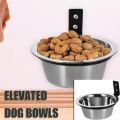 Cat Basin Foldable Hanging Pet Bowl 6/8inch Anti Slip Stationary Dog Cage Bowl Multifunction Wall Mounted Pet Food Dispenser Home. 