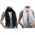 NAMUNY 2 Pcs Woman Scarves Chiffon Lace Scarf Wrap Scarf Black & White. 