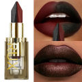 New 1PC Glitter Waterproof Two-tone Lipstick Matte Non-stick Pearlescent Diamond Lip Tint Red Black Brown Lips Makeup for Women Cosm. 