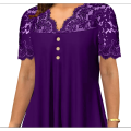 Women's V-neck shirt Dark Violet XXL. 