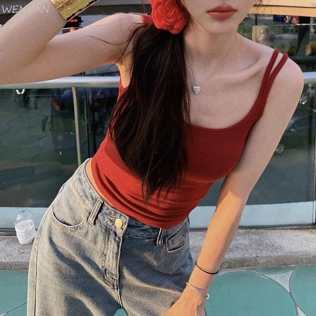 WENYAN%20Bing%20Summer%20Korean%20style%20double%20shoulder%20strap%20camisole%20women's%20slim%20fit%20versatile%20underwear%20with%20chest%20pads%20beautiful%20back%20top%20trendy%20-%20Image%203