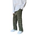 Corduroy Plaid Pants Men's Autumn and Winter Fashionable ins Straight Wide-leg Pants Hong Kong-style Loose Draped Pants for Couples. 