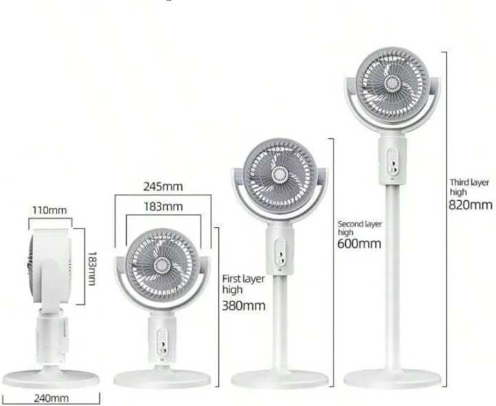 Electric Rechargeable Pedestal Fan – Remote Control, 90°-180° Auto Oscillating & Height Adjustable Table Fan with 5 Speeds & Timer for Home, Office & Outdoor Use