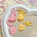 Mini size Cheese keychain Unique Resin Student girl Jewelry pendant Durable material Sweet Imitation food play pendant for Backpack decoration. 