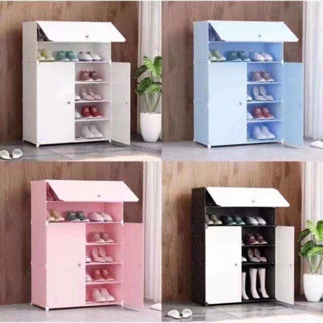 Diy%20Plastic%203%20Tier%20Shoe%20Rack%20Organizer%20Storage%20Shoe%20Cabinet%20with%203%20Doors%20(Color%20May%20Vary)%20-%20Image%204