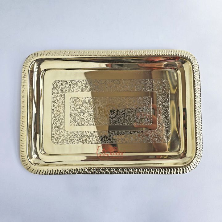 Axia Krafts  Brass Serving Tray 11 inches | Unique | Rectangular