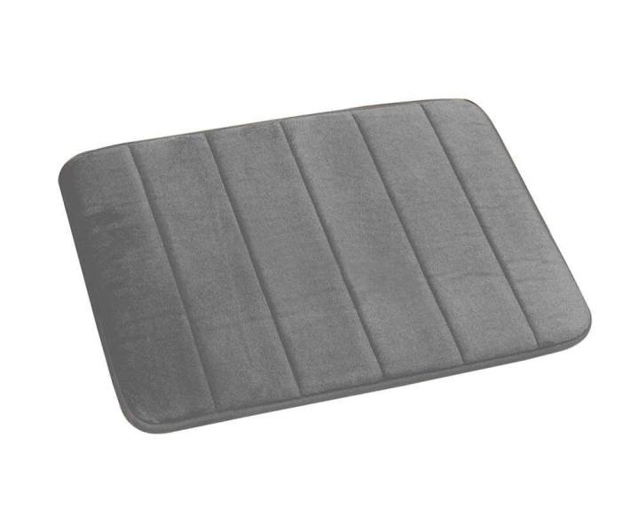 Water Absorbent Non Skid Memory Foam Bath Spa Rug Shower Mat Carpet (Gray)