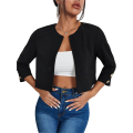 Casual Jackets for Women Solid Open Front Crop Jacket. 