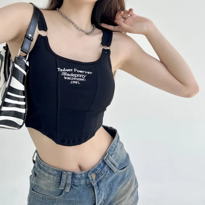 Korean%20Chic%20Letter%20Print%20Short%20Design%20Light%20Padded%20Tank%20Top%20Camisole%20-%20Image%204