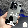 Trendy Brand Cartoon Disney Phone Case Compatible for IPhone 15 13 11 14 12 Pro Max 14 8 7 15 Plus 7Plus X XR XS Max SE 2020 Cute Mickey Mouse Luxury Plating Metal Lens Cover. 