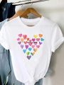 Tops Women's Pictorial Clothing Graphic Clothing Short Sleeve Summer T-Shirt Women's T-Shirt Printed T Feather Bird Clothing Fashion. 