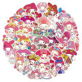 50pcs Children Stickers Cartoon Kuromi My Melody Cute Decals Toys for Girl Laptop Kawaii Aesthetic Anime Decoration Kids Sticker. 