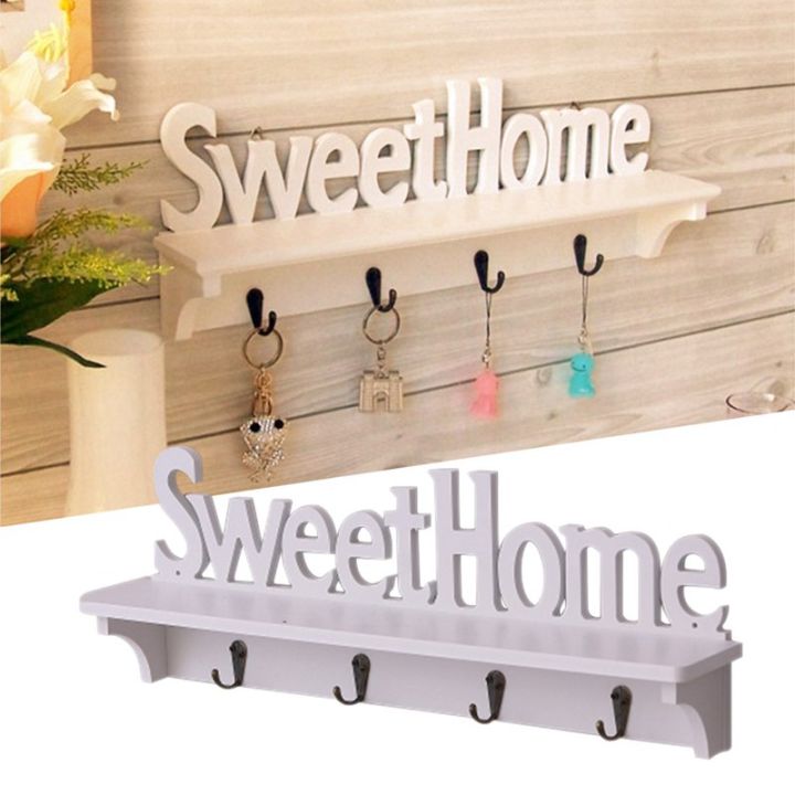 New elegant wooden garden wall hollow pierced shelf wall rack English "Sweet Home" bookshelf home decor  props