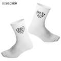 DISICHEN Sales promotion Heart Chain Print Mid Tube Men Socks Black White Solid Color Sport Fashion Sweat Absorption Breathability Autumn Men's Socks. 