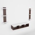Kamakhya decor Wall Mounted Tv Unit, Tv Cabinet For Wall, Tv Stand For Wall, Tv Stand Unit Wall Shelf For Living Room, Set Top Box Stand (White And Brown), 50 Centimeters. 
